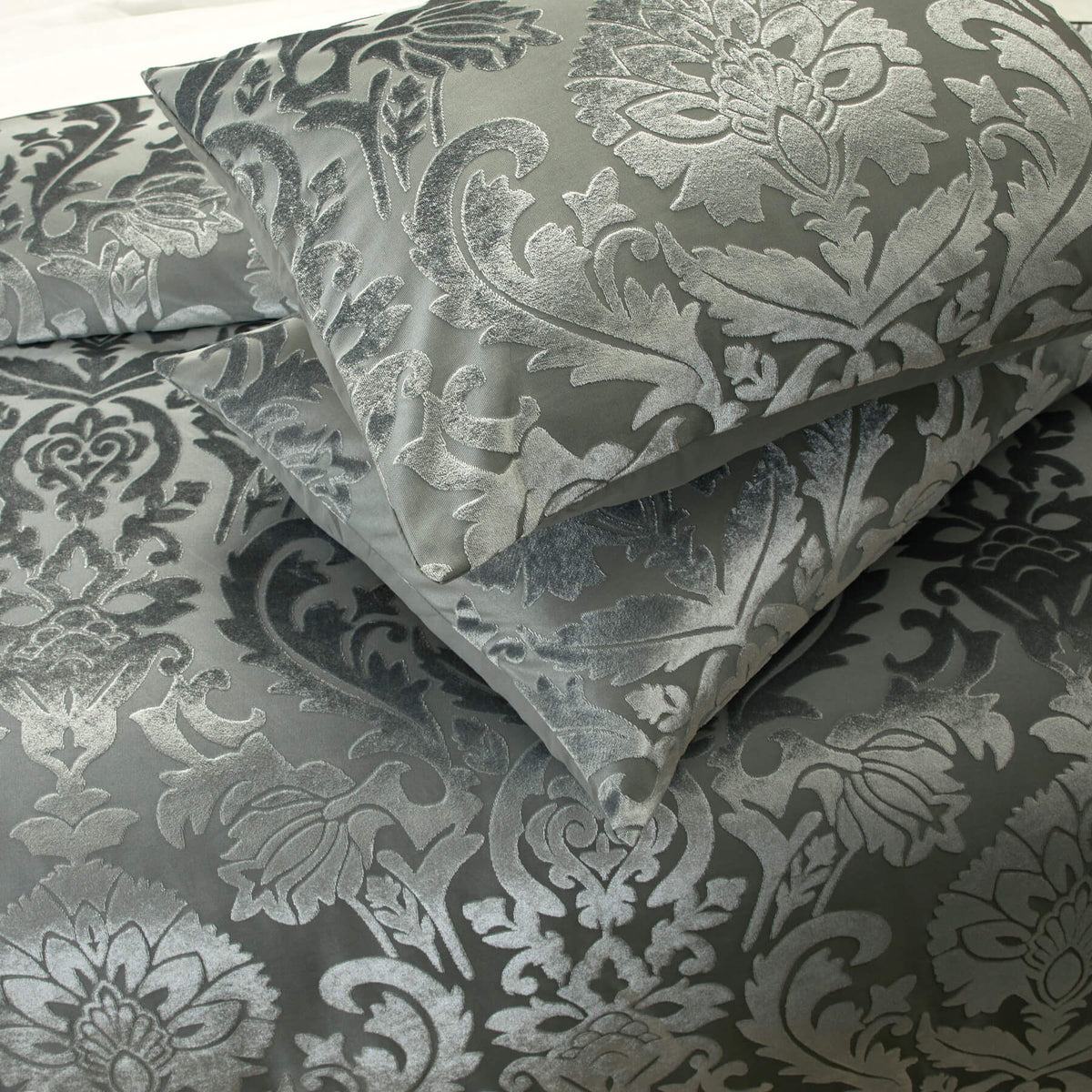 Chic-Home-Athena 5 Piece Jacquard Burnout Velvet Damask Comforter Set-