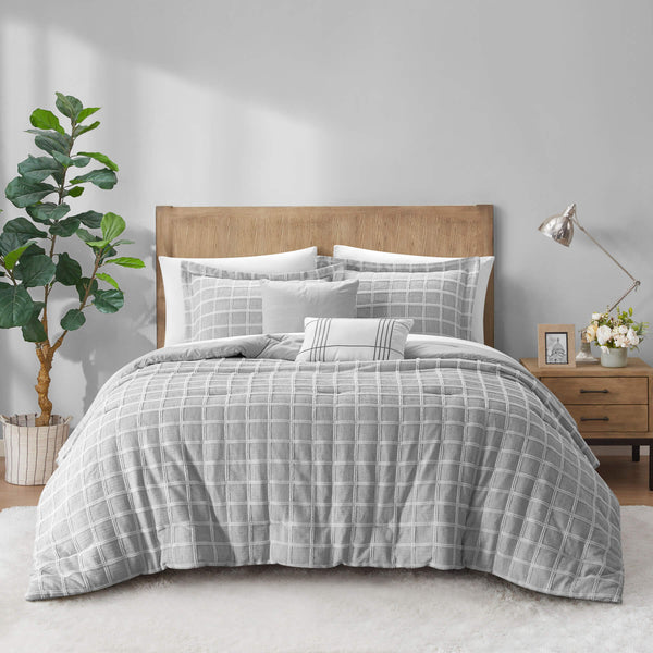 Chic Home Christine 5 Piece Sherpa Textured Comforter Set - Grey