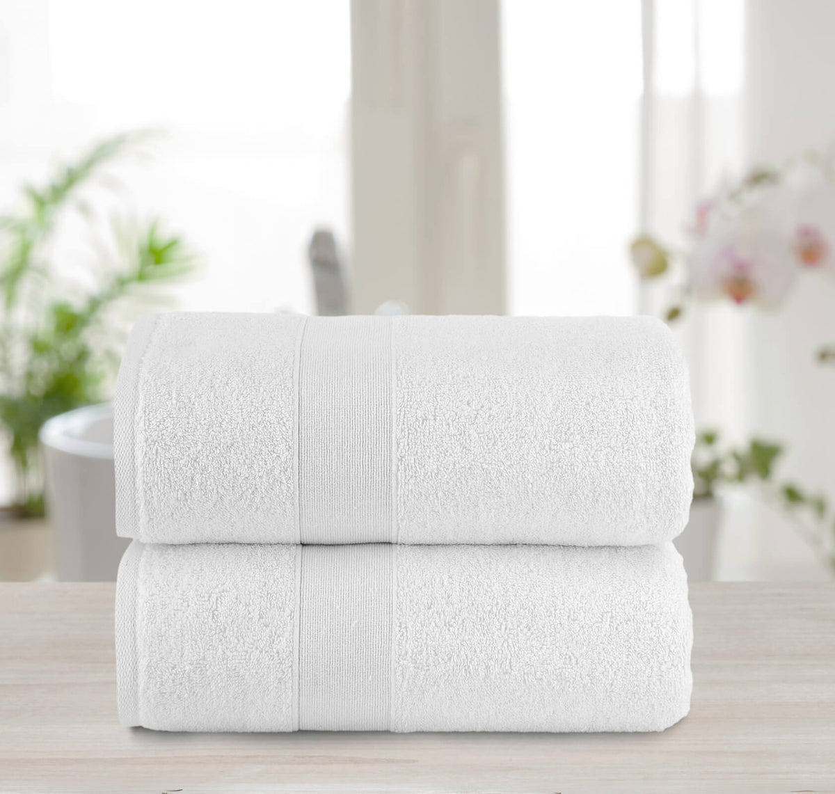 Chic Home Dobby Border Turkish Cotton 2 Piece Bath Sheet Towel Set-White