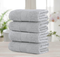 Chic Home Dobby Border Turkish Cotton 4 Piece Bath Towel Set-Grey