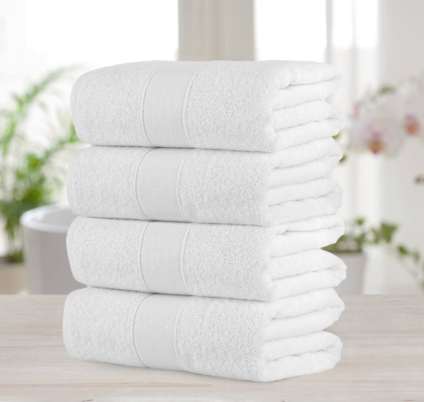 Chic Home Dobby Border Turkish Cotton 4 Piece Bath Towel Set-White