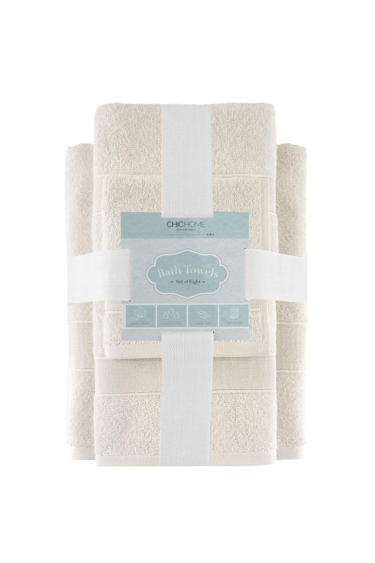Chic Home Luxurious 2-Piece 100% Pure Turkish Cotton Bath Sheet