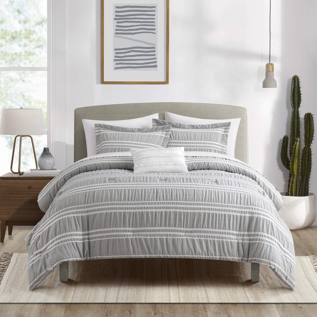 Chic Home Emma 8 Piece Striped Seersucker Comforter Set & Shams, Sheets ...