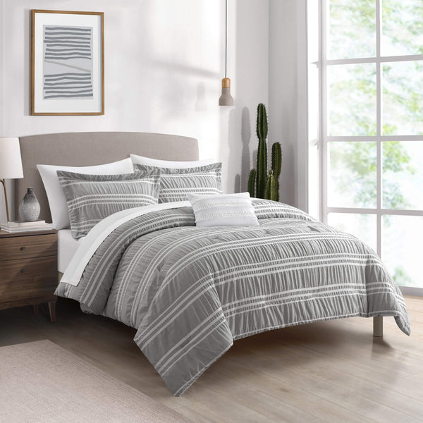 Chic-Home-Emma 8 Piece Striped Seersucker Comforter Set-