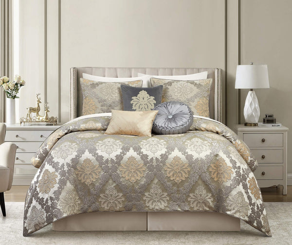 Chic Home Greta 6 Piece Chenille Medallion Comforter Set-Beige