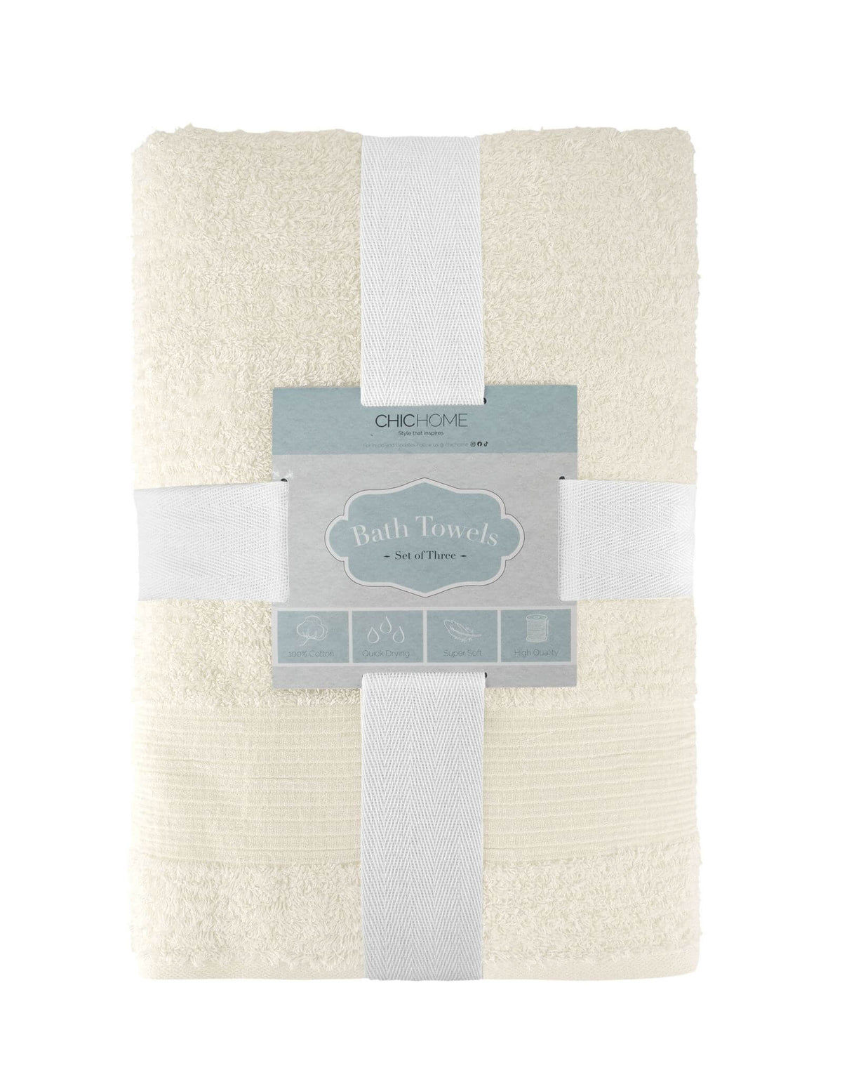 Chic Home Jacquard Turkish Cotton Bath Towel 3 Piece Set-Beige