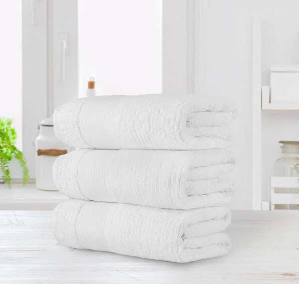 Chic Home Jacquard Turkish Cotton Bath Towel 3 Piece Set-White