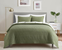 Chic-Home-Jessie 3 Piece Geometric Crinkle Quilt Set-Green