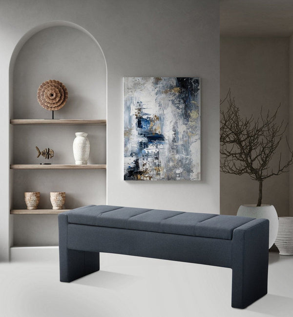 Kube Linen Textured Storage Bench