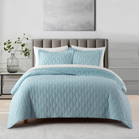 Chic Home Nyla 7 Piece Geometric Quilt Set Blue