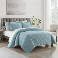 Chic Home Nyla 7 Piece Geometric Quilt Set Blue