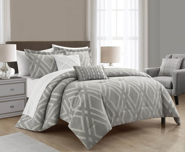 Chic-Home-Priam 9 Piece Chenille Jacquard Comforter Set-