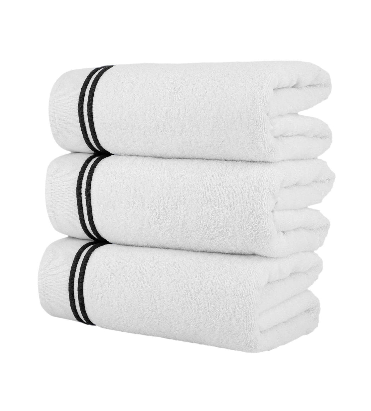 Chic Home Striped Hem Turkish Cotton 3 Piece Bath Towel Set-Black