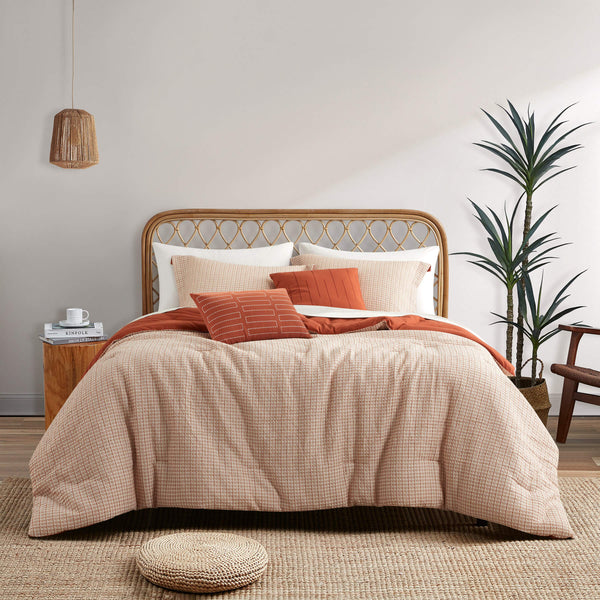 Chic-Home-Willa 5 Piece Waffle Texture Comforter Set-Brick