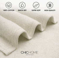 Chic Home Dobby Border Turkish Cotton 4 Piece Bath Towel Set-Beige