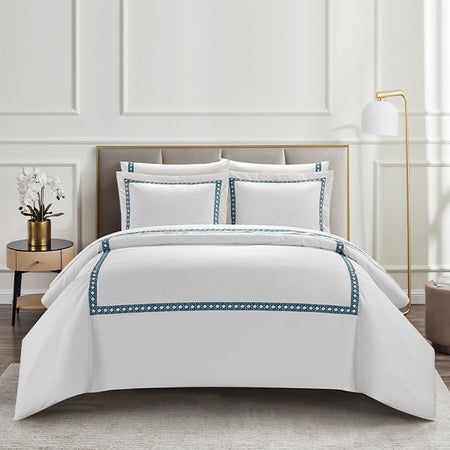 NY&CO Home Idge 3 Piece Quilt Set Y-Shaped Geometric Pattern Bedding blue  queen, queen - Foods Co.