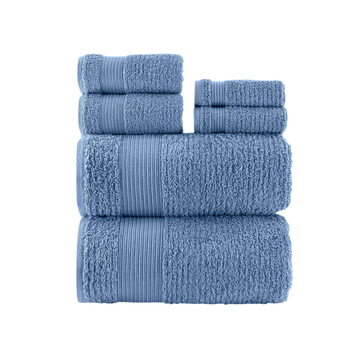 Chic Home Jacquard Turkish Cotton Bath Towel 3 Piece Set in Blue