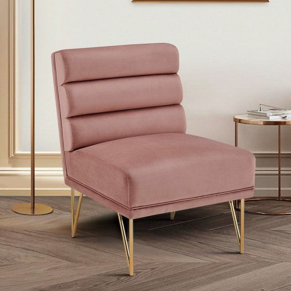 Iconic Home Cali Velvet Slipper Accent Chair Blush