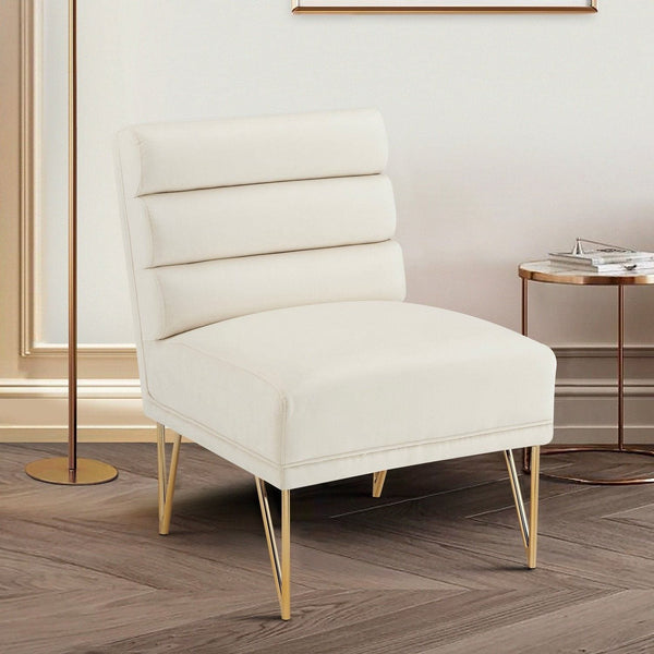 Iconic Home Cali Velvet Slipper Accent Chair Beige