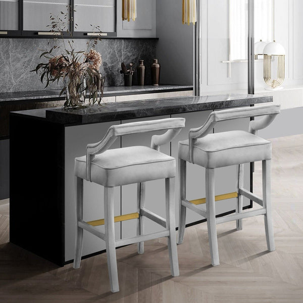 Iconic Home Chiara Velvet Bar Stool Grey