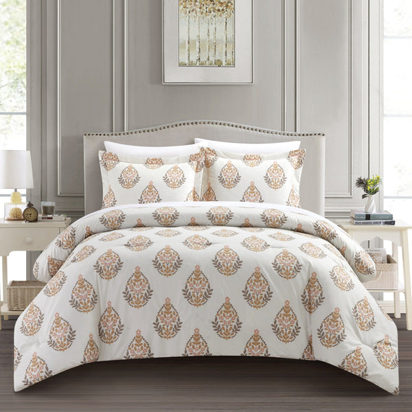 Chic Home Amelia 3 Piece Floral Medallion Print Duvet Cover Set Taupe