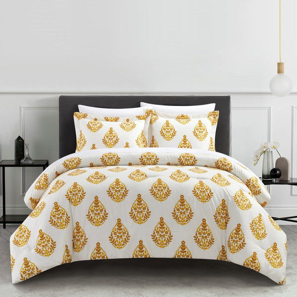 Chic Home Amelia 3 Piece Floral Medallion Print Duvet Cover Set Yellow