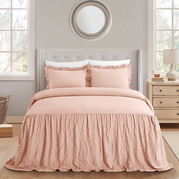 Chic Home Ashford 3 Piece Ruffled Quilt Set Blush