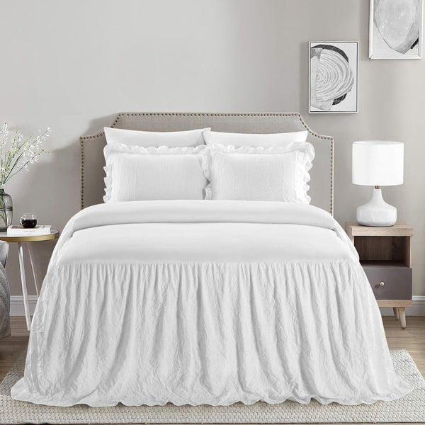 Chic Home Ashford 7 Piece Ruffled Quilt Set White