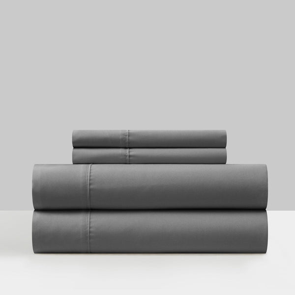 Chic Home Ashton 4 Piece Piping Flange Edge Sheet Set Grey