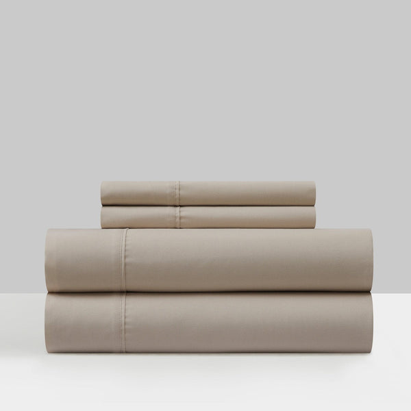 Chic Home Ashton 4 Piece Piping Flange Edge Sheet Set Taupe