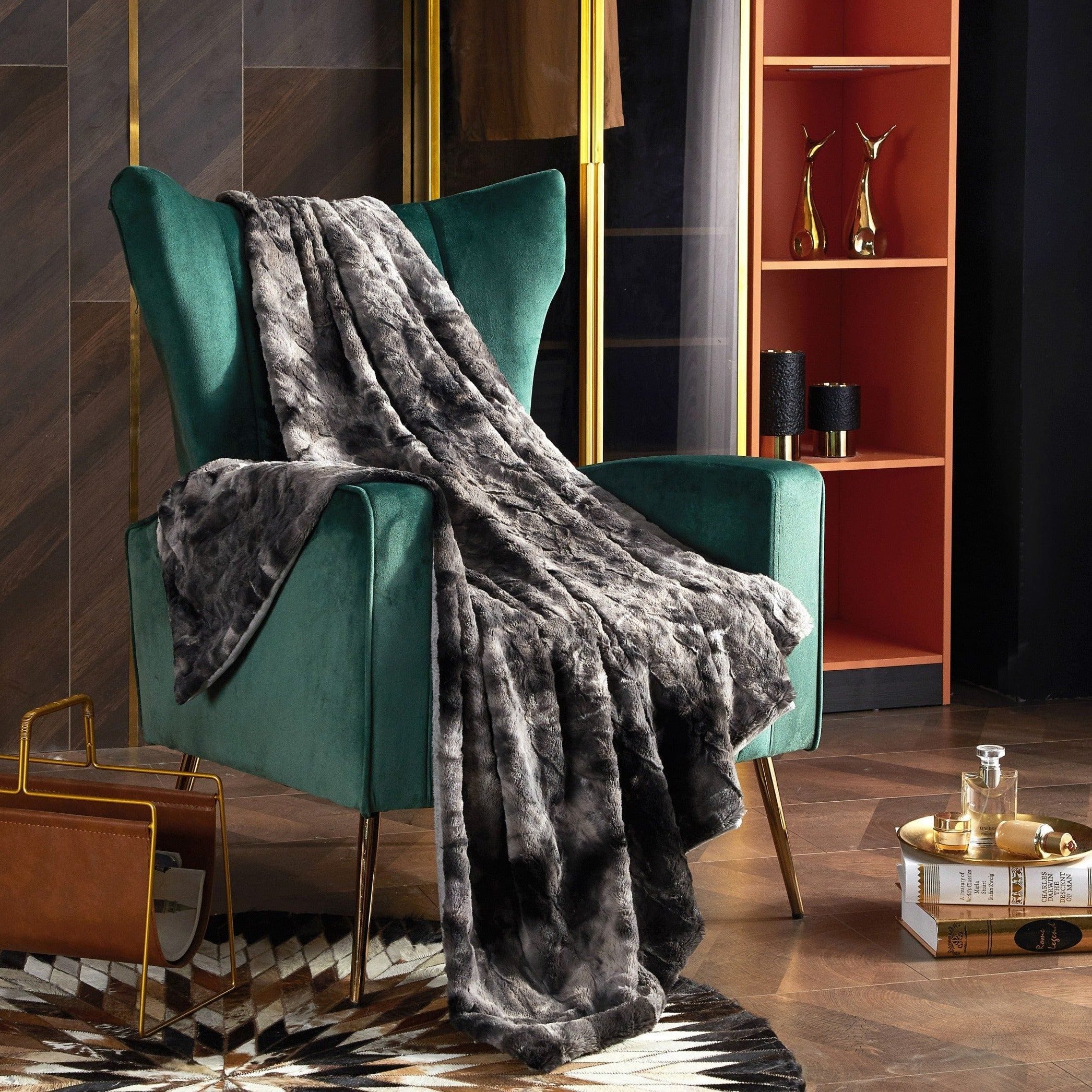 Emerald green faux fur throw hot sale