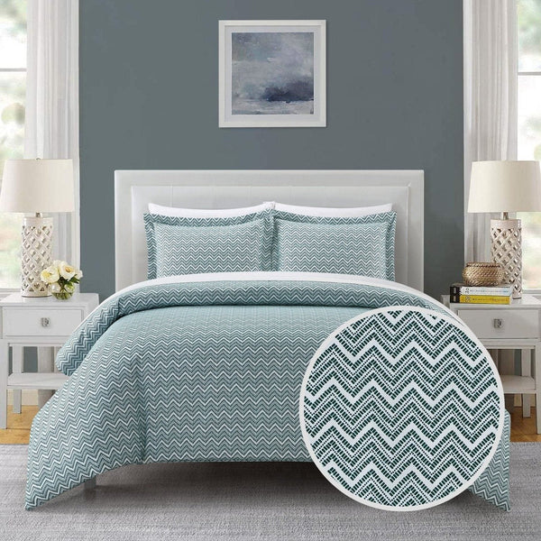 Chic Home Blaine 3 Piece Chevron Duvet Cover Set Green