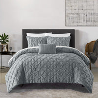 Chic Home Bradley 8 Piece Diamond Pinch Pleat Comforter Set Grey