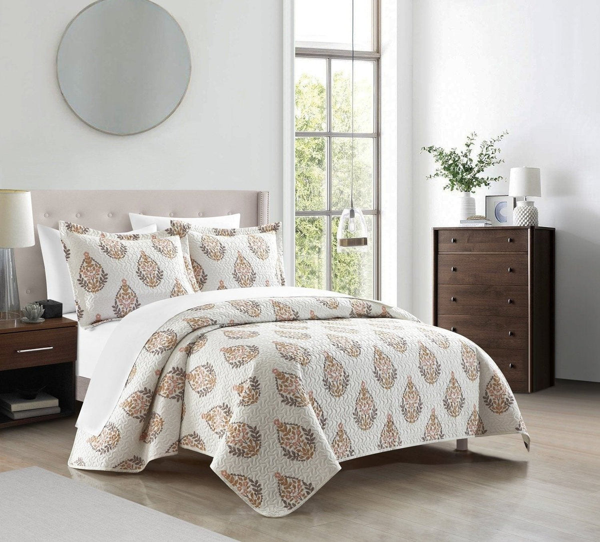 Chic Home Breana 3 Piece Floral Medallion Print Quilt Set 