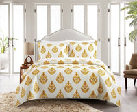 Chic Home Breana 3 Piece Floral Medallion Print Quilt Set Yellow