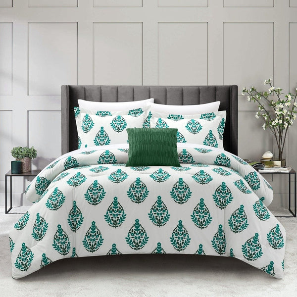 Chic Home Clarissa 4 Piece Floral Medallion Print Comforter Set Green