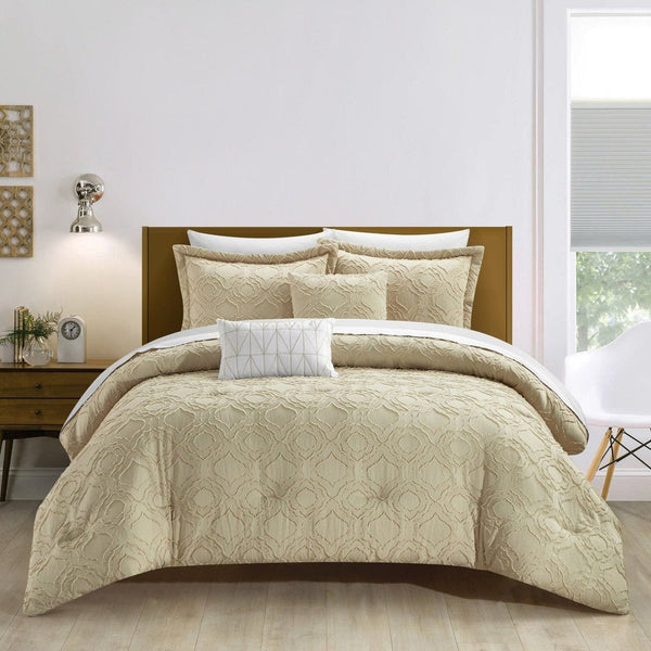 Chic Home Jane 5 Piece Jacquard Comforter Set Beige