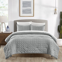 Chic Home Jessa 3 Piece Square Tile Pattern Comforter Set Grey