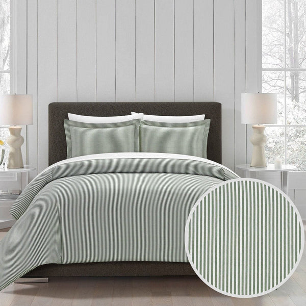 Chic Home Morgan 3 Piece Striped Duvet Cover Set Green