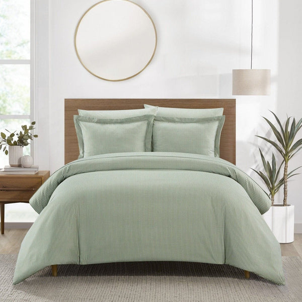 Chic Home Morgan 7 Piece Striped Duvet Cover Set Green