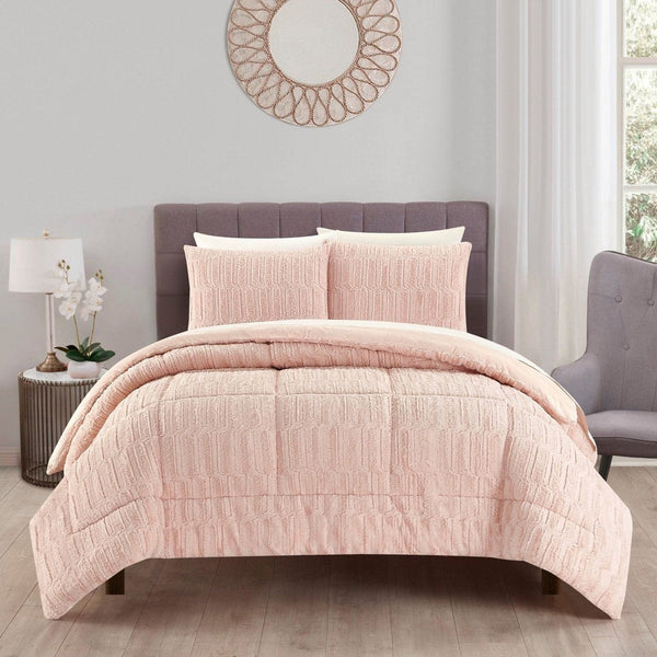 Chic Home Pacifica 7 Piece Faux Fur Comforter Set Blush