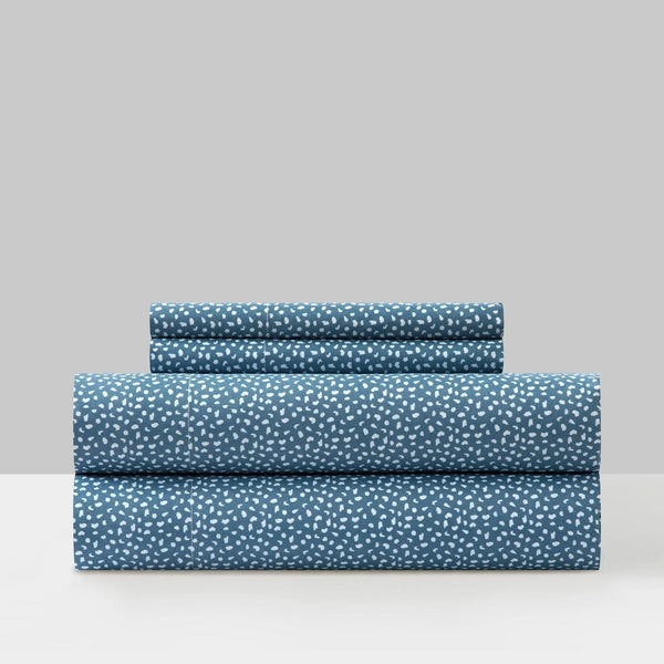 Chic Home Raven 4 Piece Spotted Print Sheet Set Blue