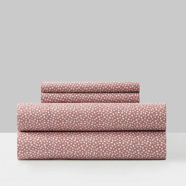 Chic Home Raven 4 Piece Spotted Print Sheet Set Blush