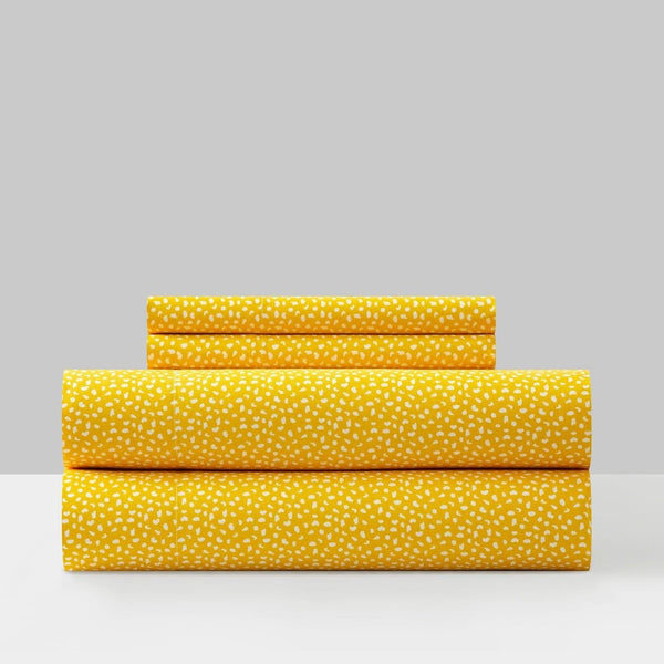 Chic Home Raven 4 Piece Spotted Print Sheet Set Yellow