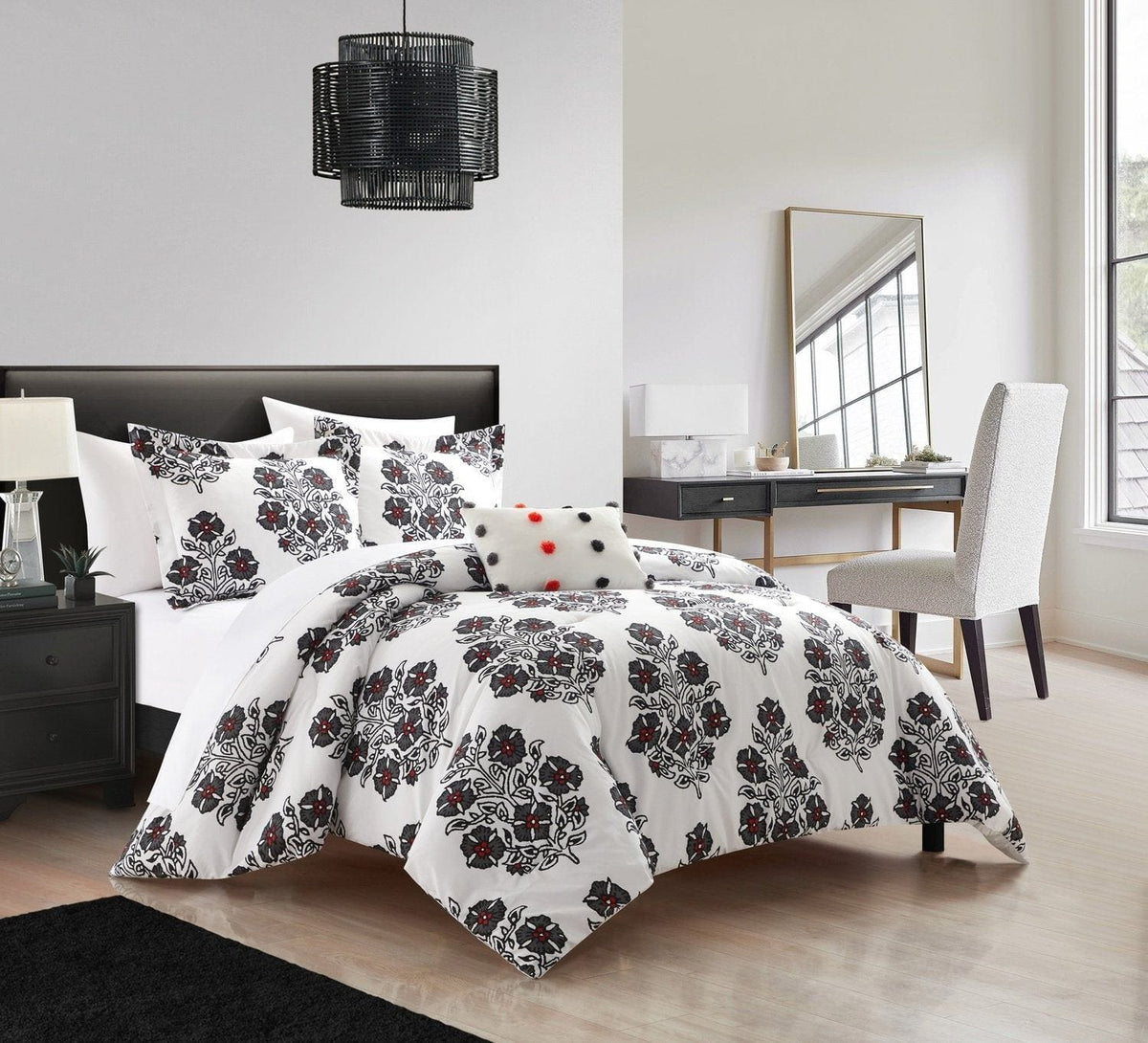 Chic Home Riley 8 Piece Floral Medallion Print Comforter Set 