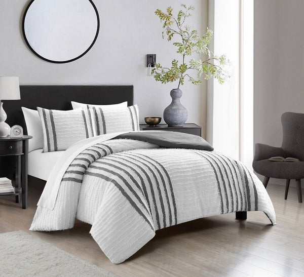 Chic Home Salma 3 Piece Cotton Jacquard Duvet Cover Set 