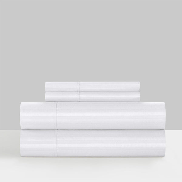 Chic Home Siena 4 Piece Striped Sheet Set White