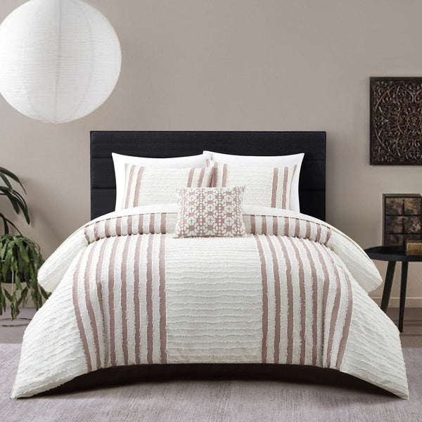 Chic Home Sofia 4 Piece Cotton Jacquard Comforter Set Blush