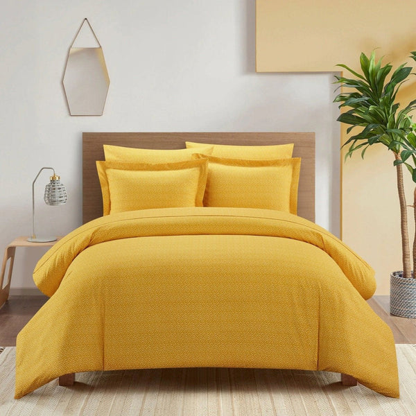 Chic Home Tyson 7 Piece Spotted Print Duvet Cover Set Yellow