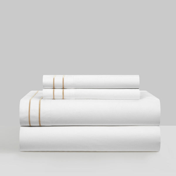 Chic Home Valencia 4 Piece Embroidered Cotton Sheet Set Gold